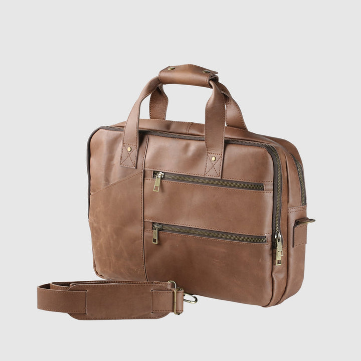 Lafanzo Unisex Leather Legacy Laptop Bag Classic Brown - Accessories Collection