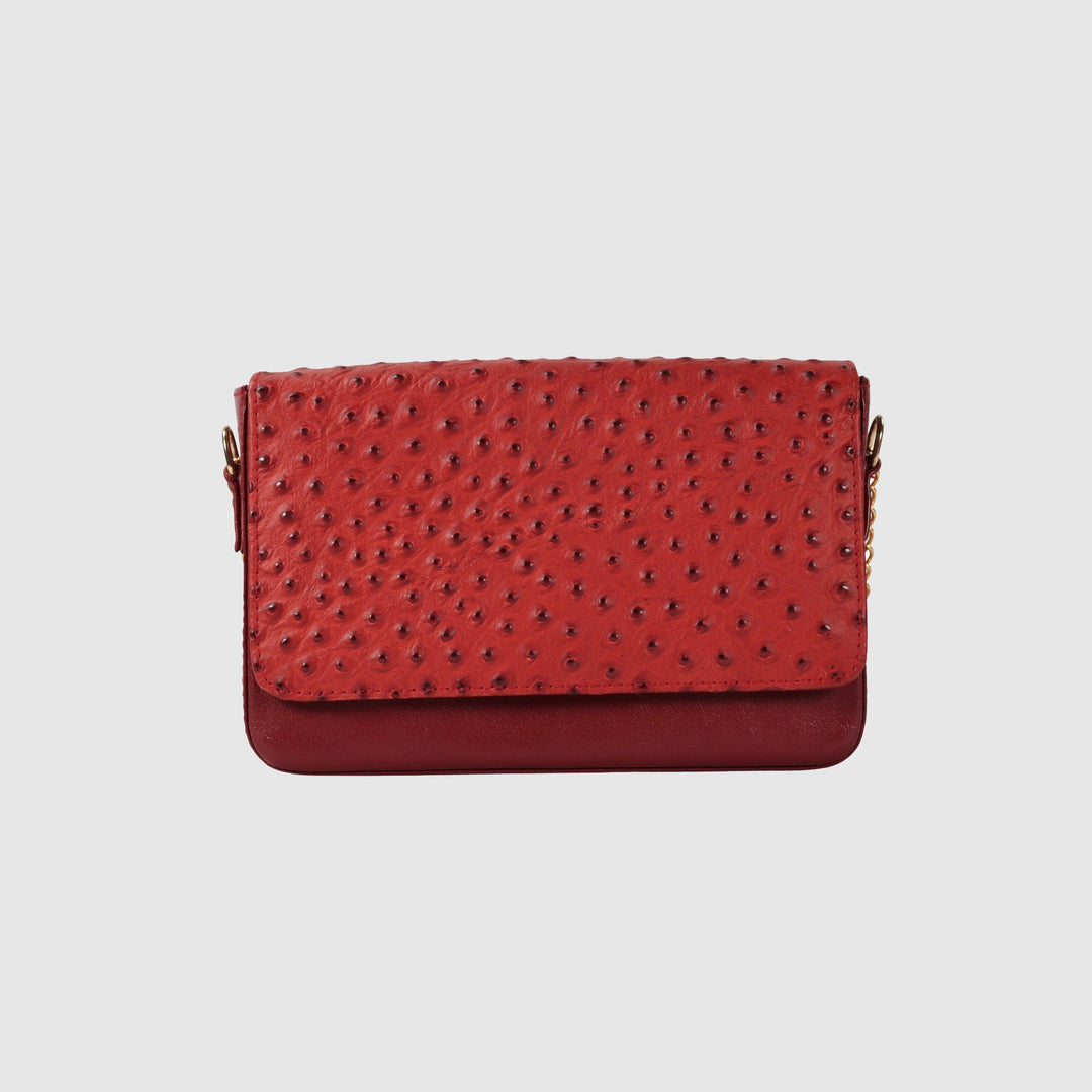 Lafanzo Unisex Leather Ostrina Clutch Bag Crimson Red - Accessories Collection