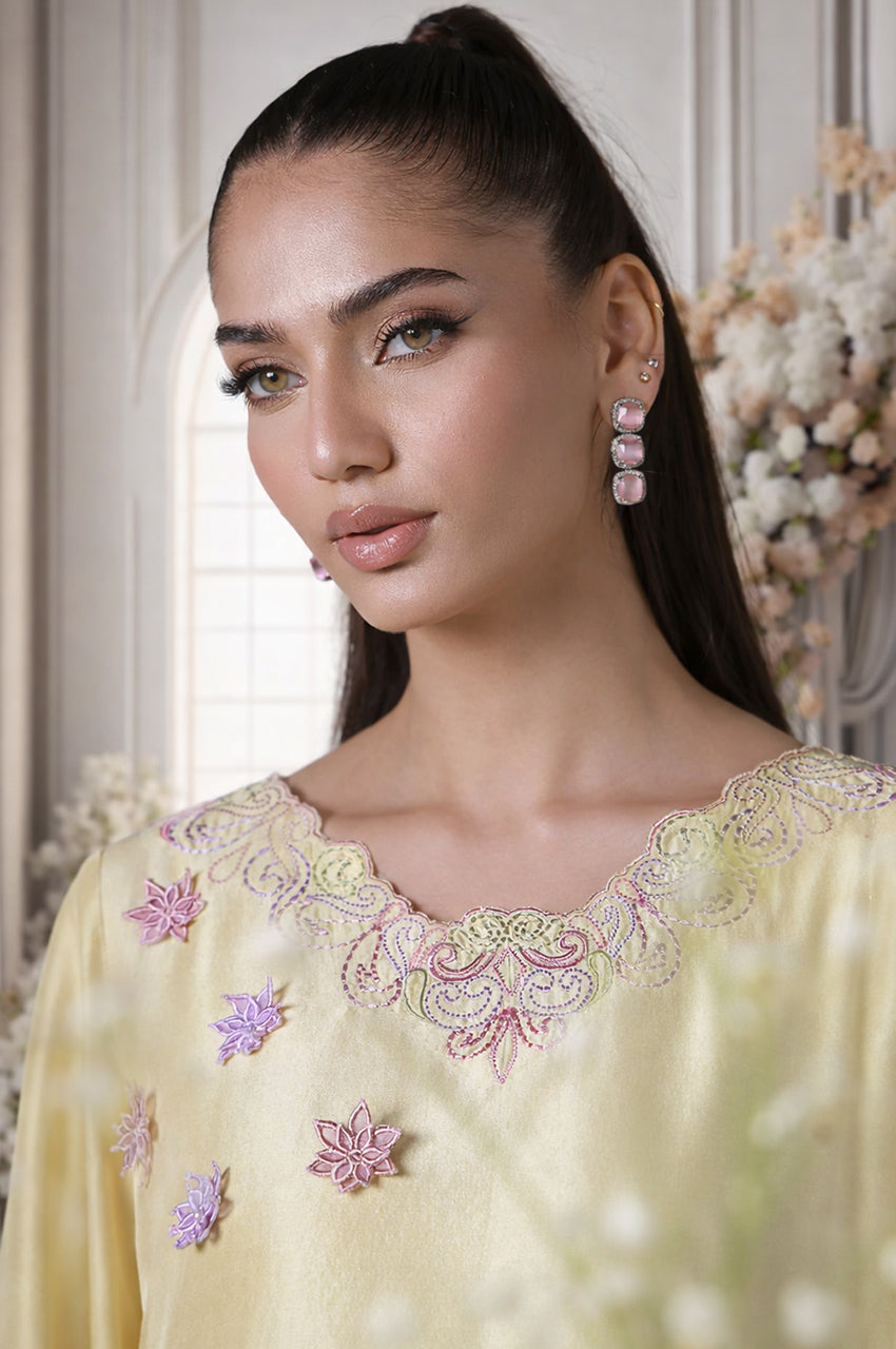 Mehr From Nizka By Nida Rehan RTW Embroidered Premium Silk 1 Piece Kaftan Ruma - Festive Collection