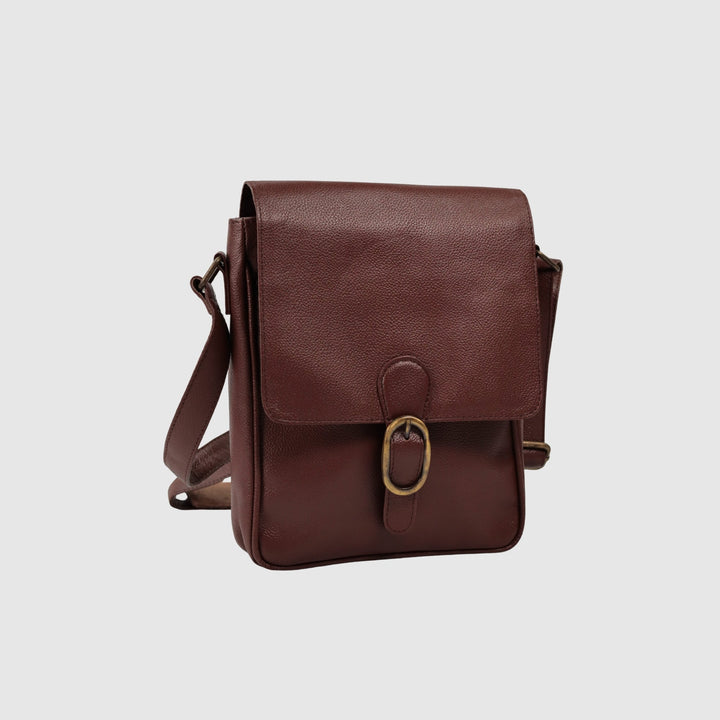 Lafanzo Unisex Leather Edge Crossbody Pack Heritage Brown - Accessories Collection