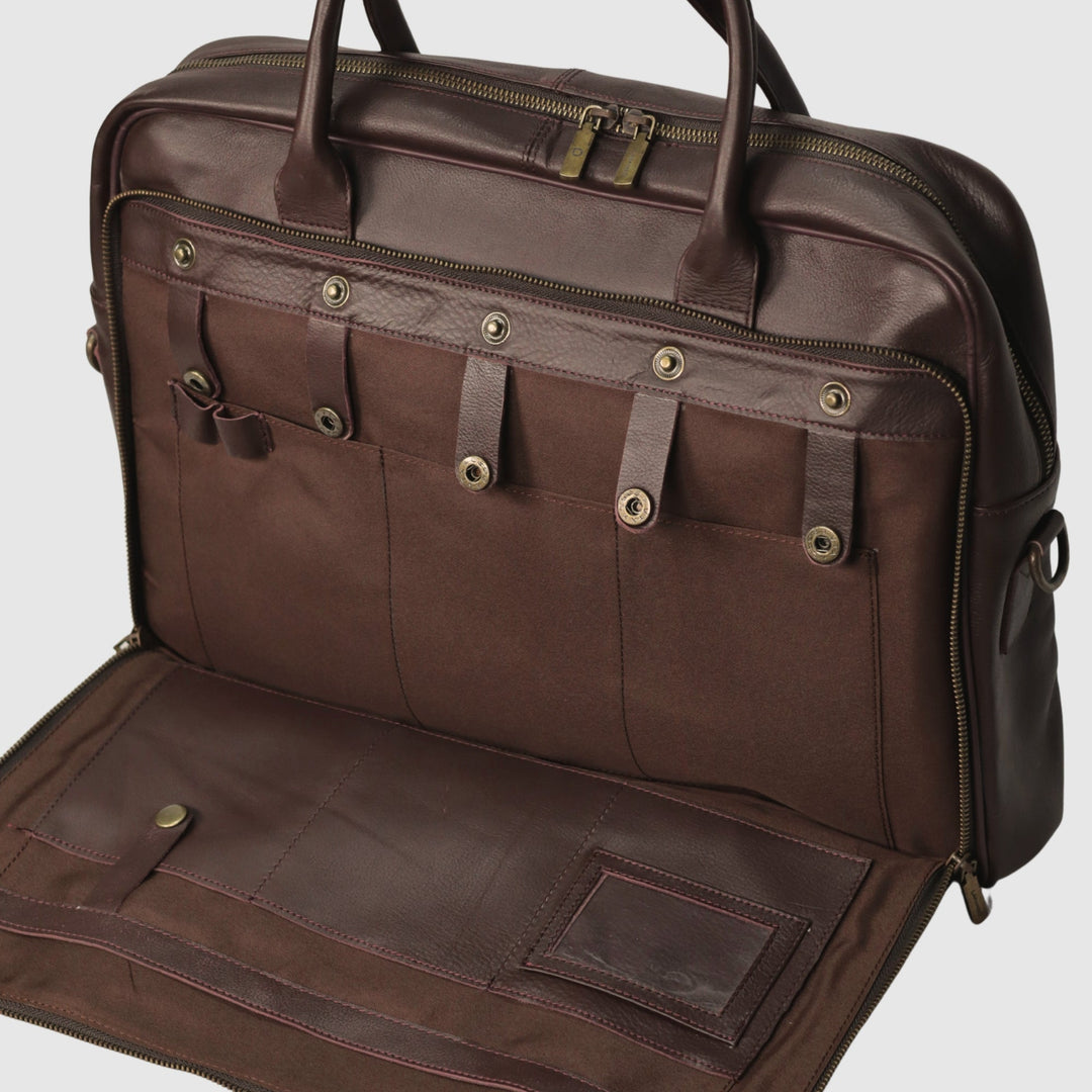 Lafanzo Unisex Leather Executive Laptop Bag Maroon - Accessories Collection