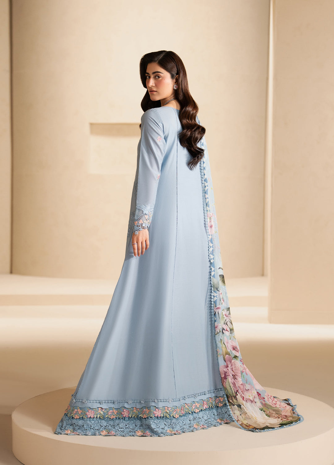 E-Craft by Elaf Unstitched Embroidered Lawn 3 Piece Suit EHC-5B Pacific - Casual Collection