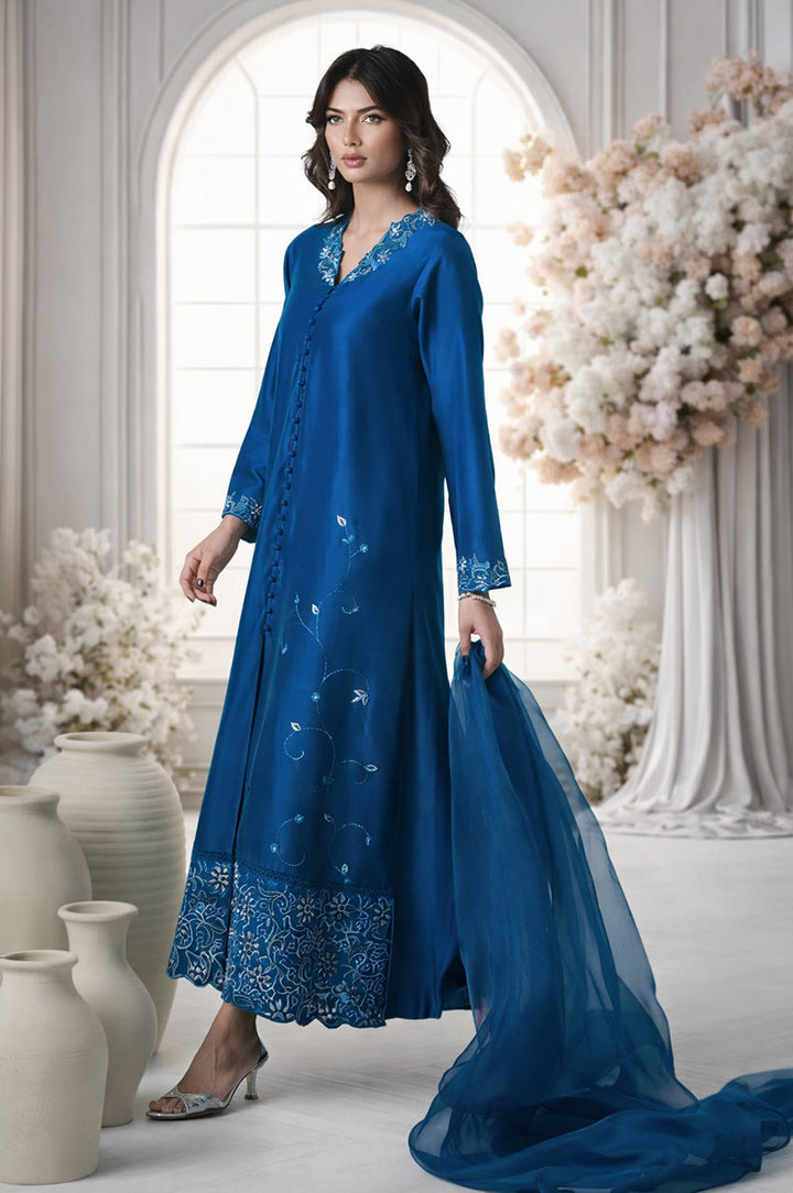 Mehr From Nizka By Nida Rehan RTW Embroidered Khaddi Silk 2 Piece Suit Amaya - Festive Collection