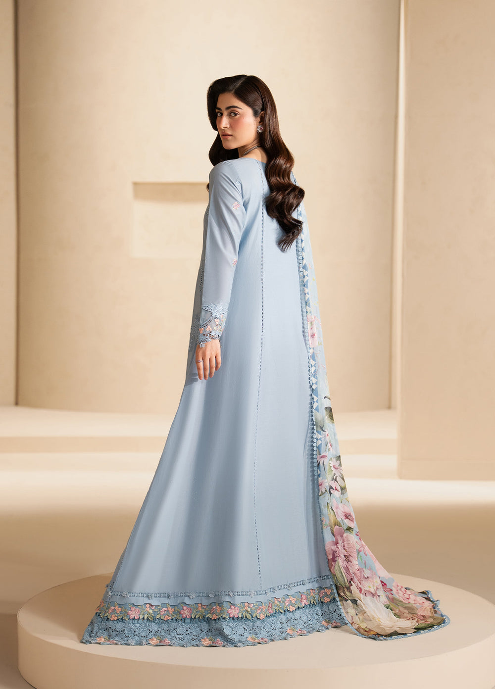 E-Craft by Elaf Unstitched Embroidered Lawn 3 Piece Suit EHC-5B Pacific - Casual Collection