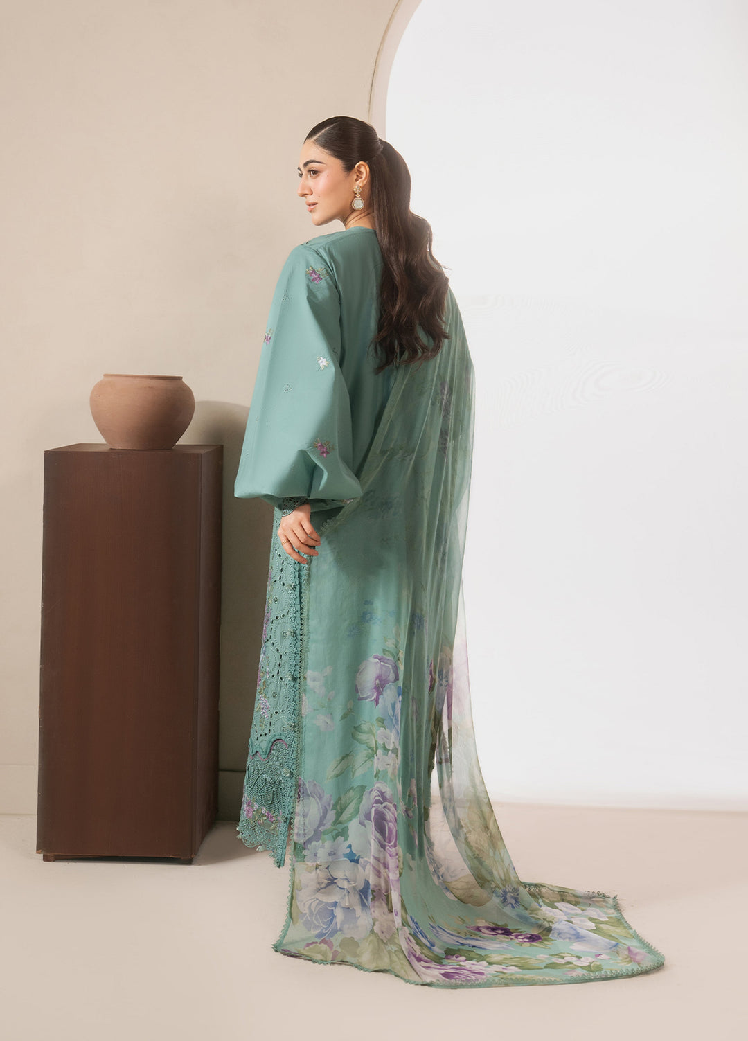 E-Craft by Elaf Unstitched Embroidered Lawn 3 Piece Suit EHC-1B Willow - Casual Collection