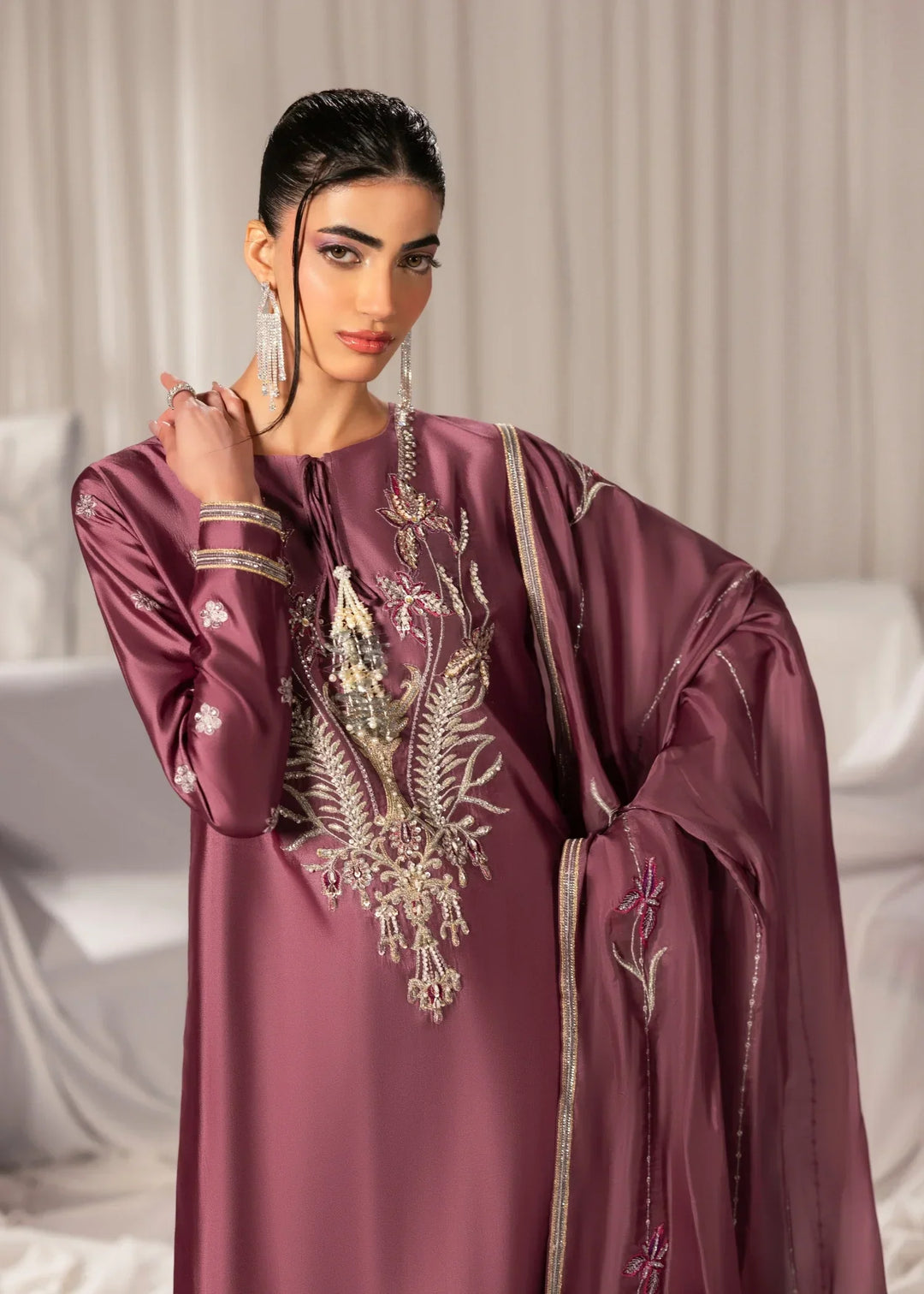 Celeste by Jamni RTW Embroidered Sheesha Silk 3 Piece Suit PEONY Festive Collection