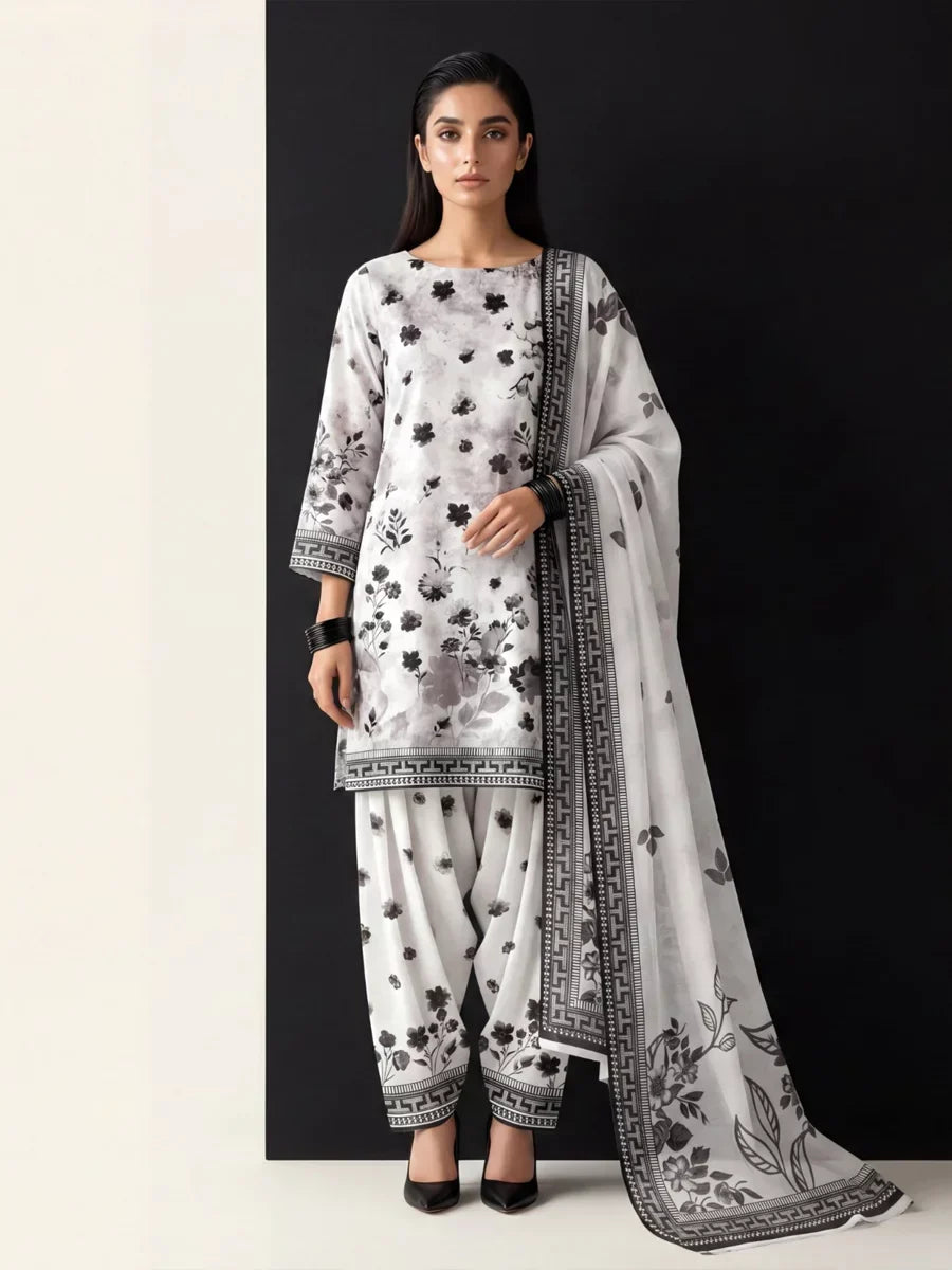 Salitex Unstitched Printed Lawn Silk 3 Piece Suit SUNS7ASI413 Casual Collection