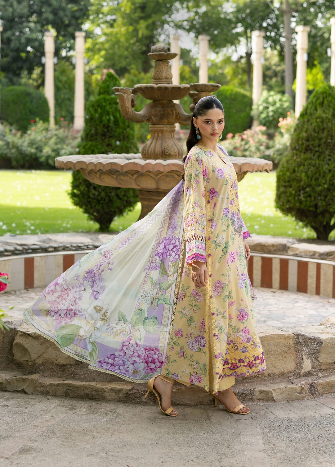 Signature by Elaf Unstitched Embroidered Lawn 3 Piece Suit EL26USLE Stella ESG-7A - Eid Collection