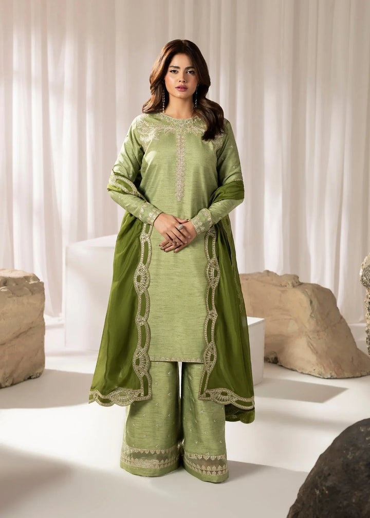 Silk Atelier by Jamni RTW Embroidered Korean Silk 3 Piece Suit MINT CRUSH Festive Collection