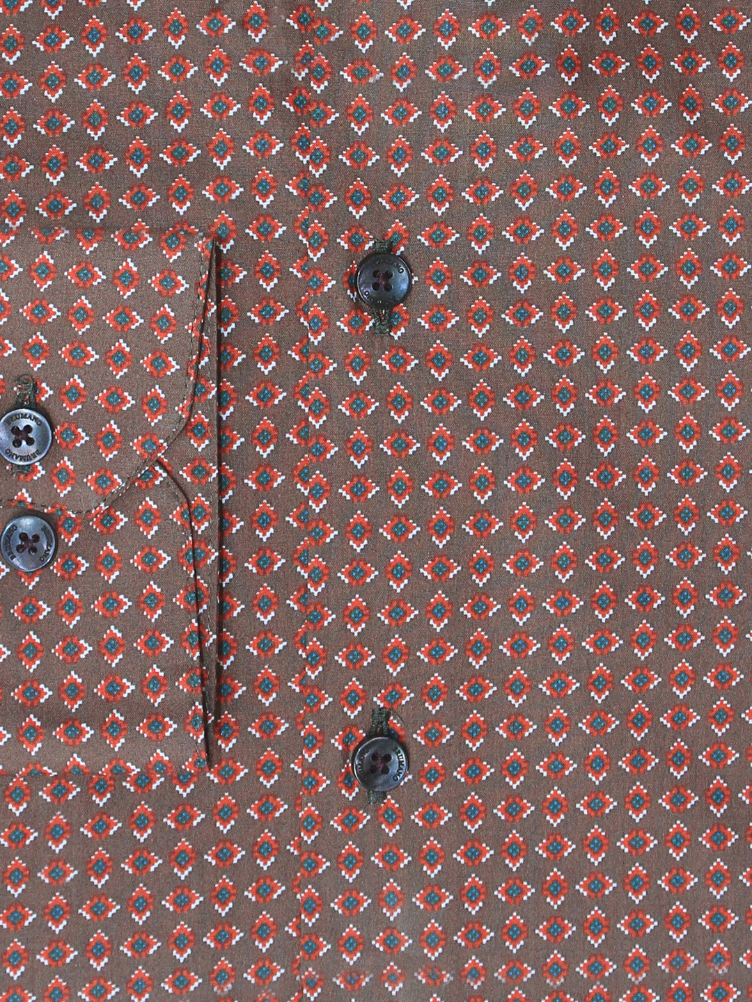 Brumano Ready To Wear Shirts Men 1 Piece Cotton Brown & Red Geometric Printed Shirt 0-32-024-3304 - Summer Collection