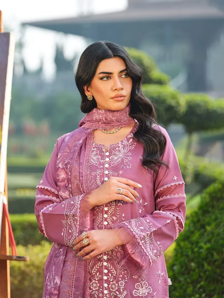 Menaal Unstitched Embroidered Lawn 3 Piece Suit ML26ULS DUSKY ROSE WHISPER - Festive Collection