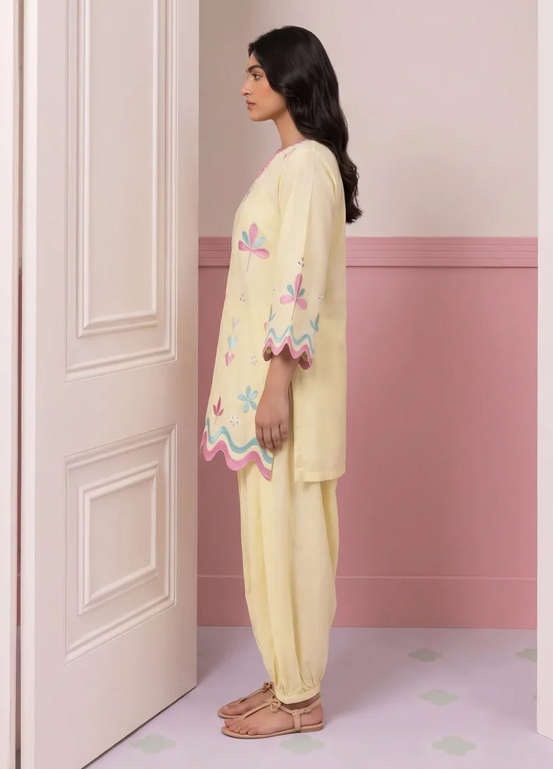Scherezade Women RTW Embroidered Lawn Cotton 3 Piece Suit PINA COLADA - Casual Collection