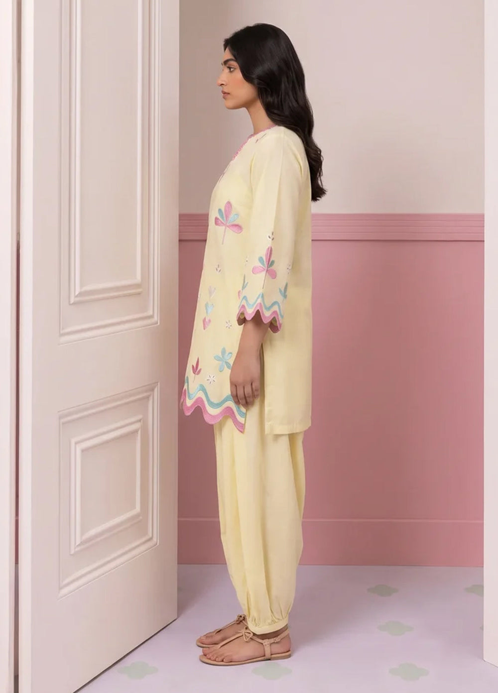 Scherezade Women RTW Embroidered Cotton Lawn 3 Piece Suit PINA COLADA - Casual Collection