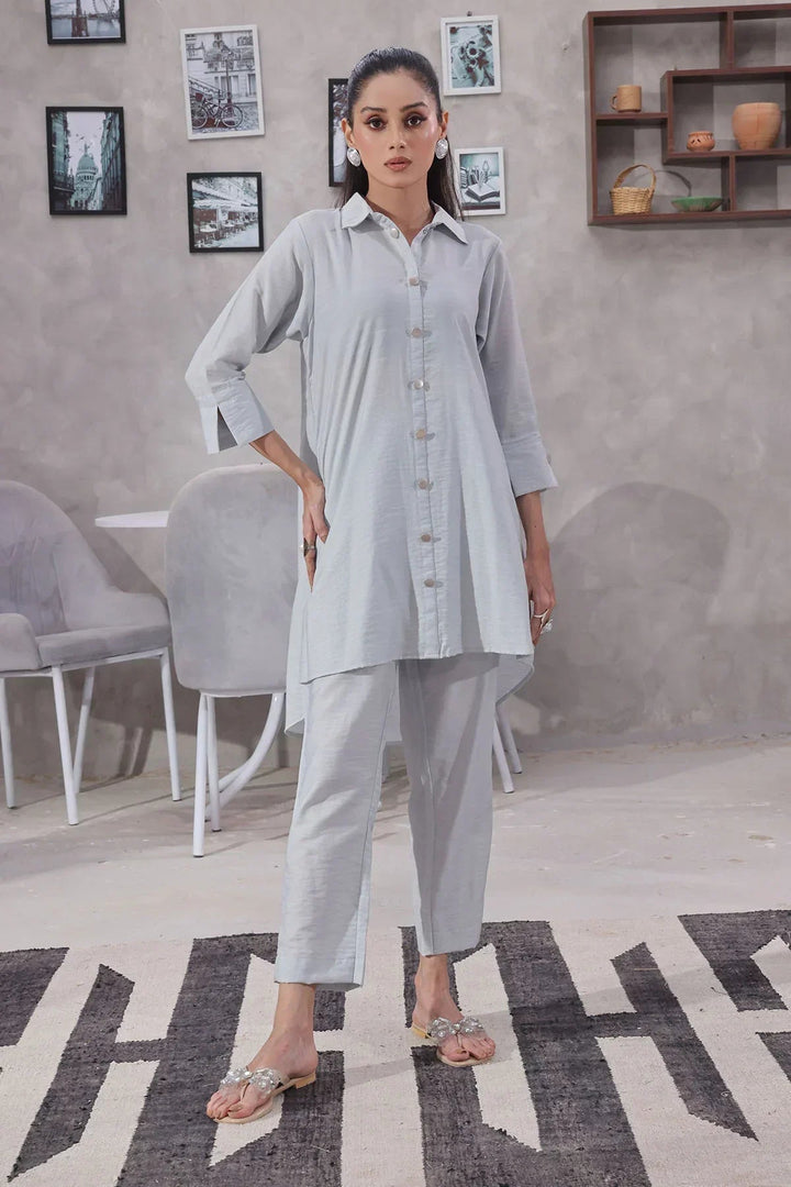 Ochre Women RTW Cotton 2 Piece Suit Grey Cotton Yarn - Festive Collection