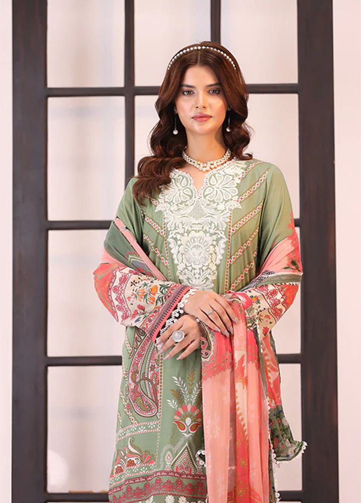 La Elise Women Unstitched Embroidered Lawn 3 Piece Suit 0001208 Vera - Casual Collection