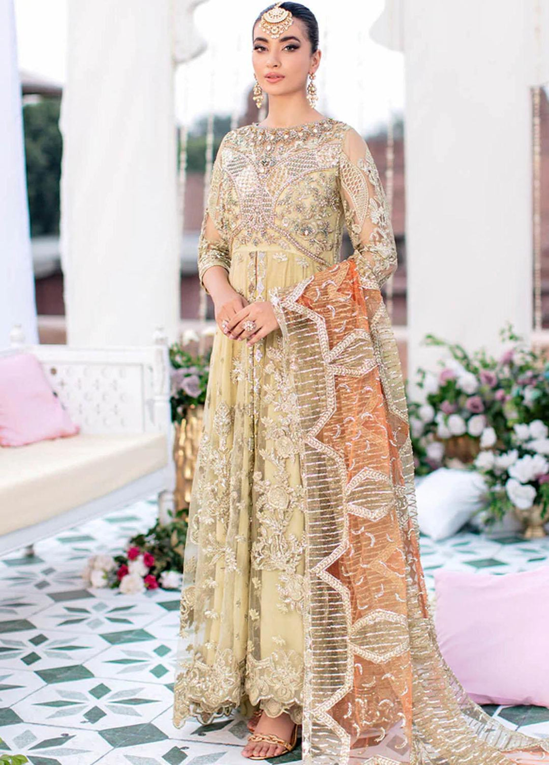 Aangan by Imrozia Premium Embroidered Net Suits Unstitched 3 Piece IMP22A IB-28 Noor-e-Jaan - Bridal Collection