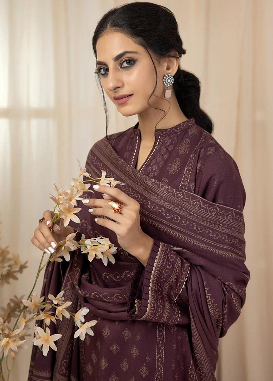 Lakhany Printed Cashmere Wool Suits Unstitched 3 Piece LSM22CV CVC-1008-A - Winter Collection