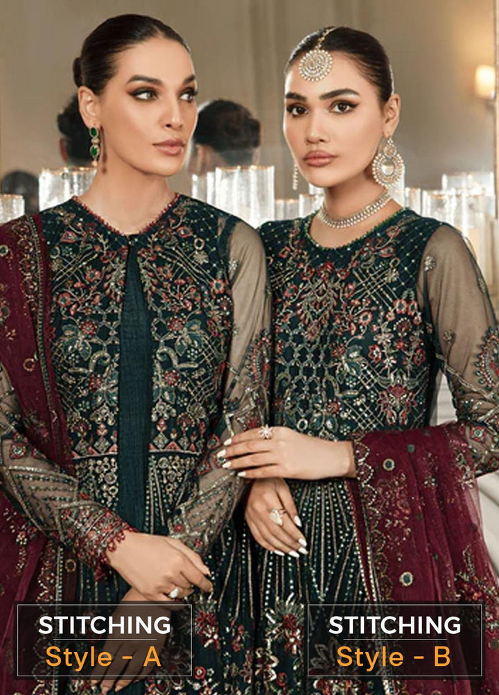 Mehroze By Zarif Embroidered  Suits Unstitched 3 Piece ZR25UF ZMF 03 PINE GREEN - Luxury Collection