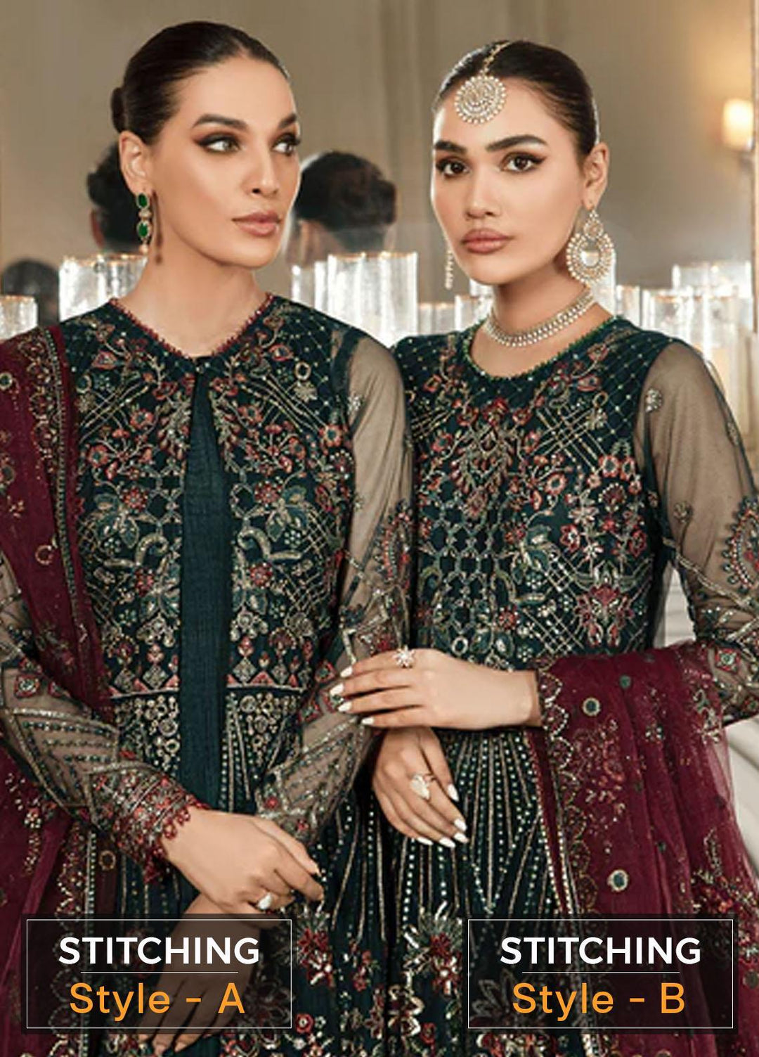 Mehroze By Zarif Embroidered  Suits Unstitched 3 Piece ZR25UF ZMF 03 PINE GREEN - Luxury Collection