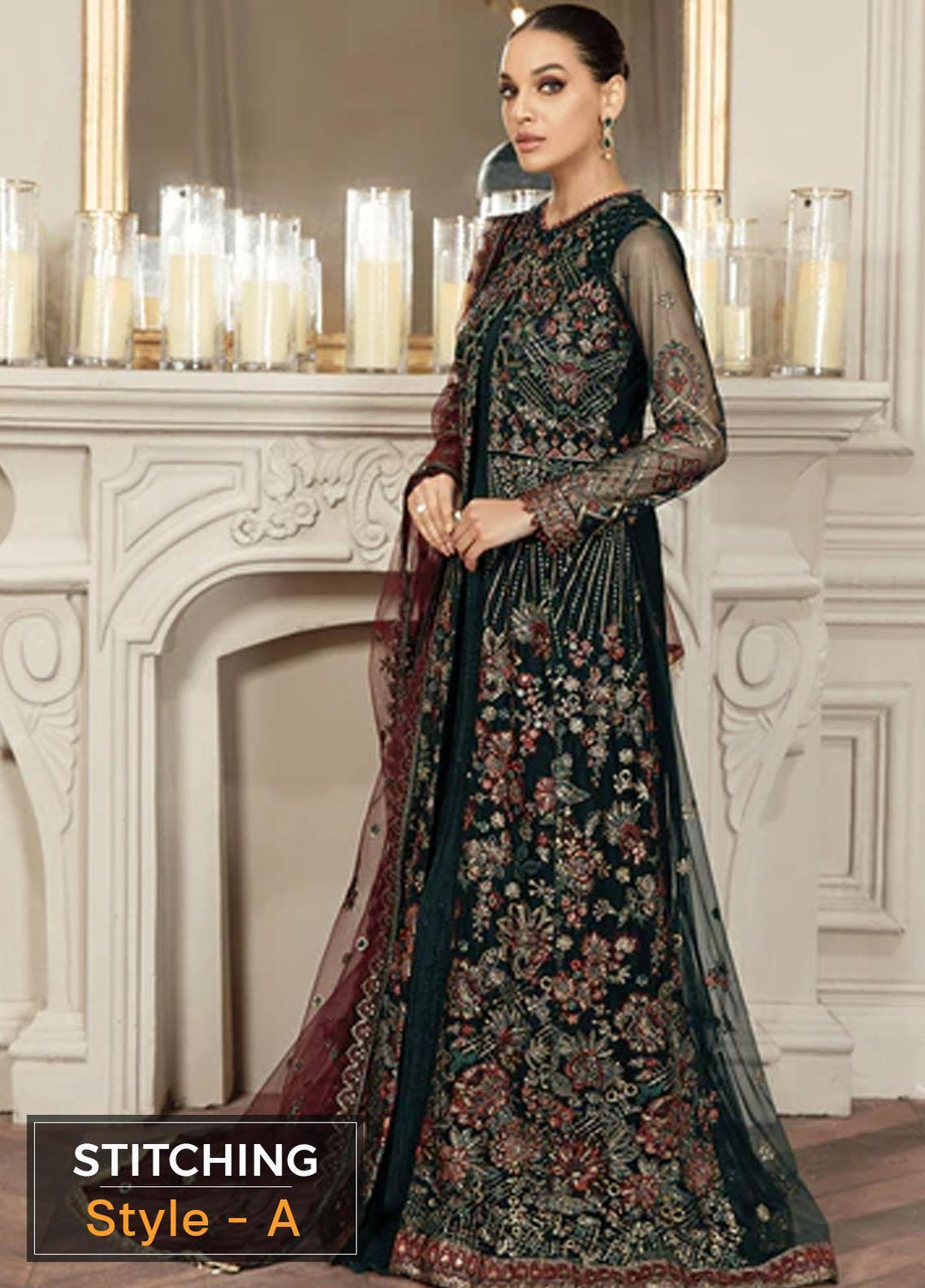 Mehroze By Zarif Embroidered  Suits Unstitched 3 Piece ZR25UF ZMF 03 PINE GREEN - Luxury Collection