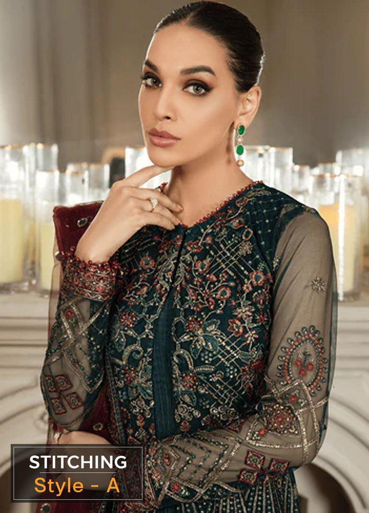 Mehroze By Zarif Embroidered  Suits Unstitched 3 Piece ZR25UF ZMF 03 PINE GREEN - Luxury Collection