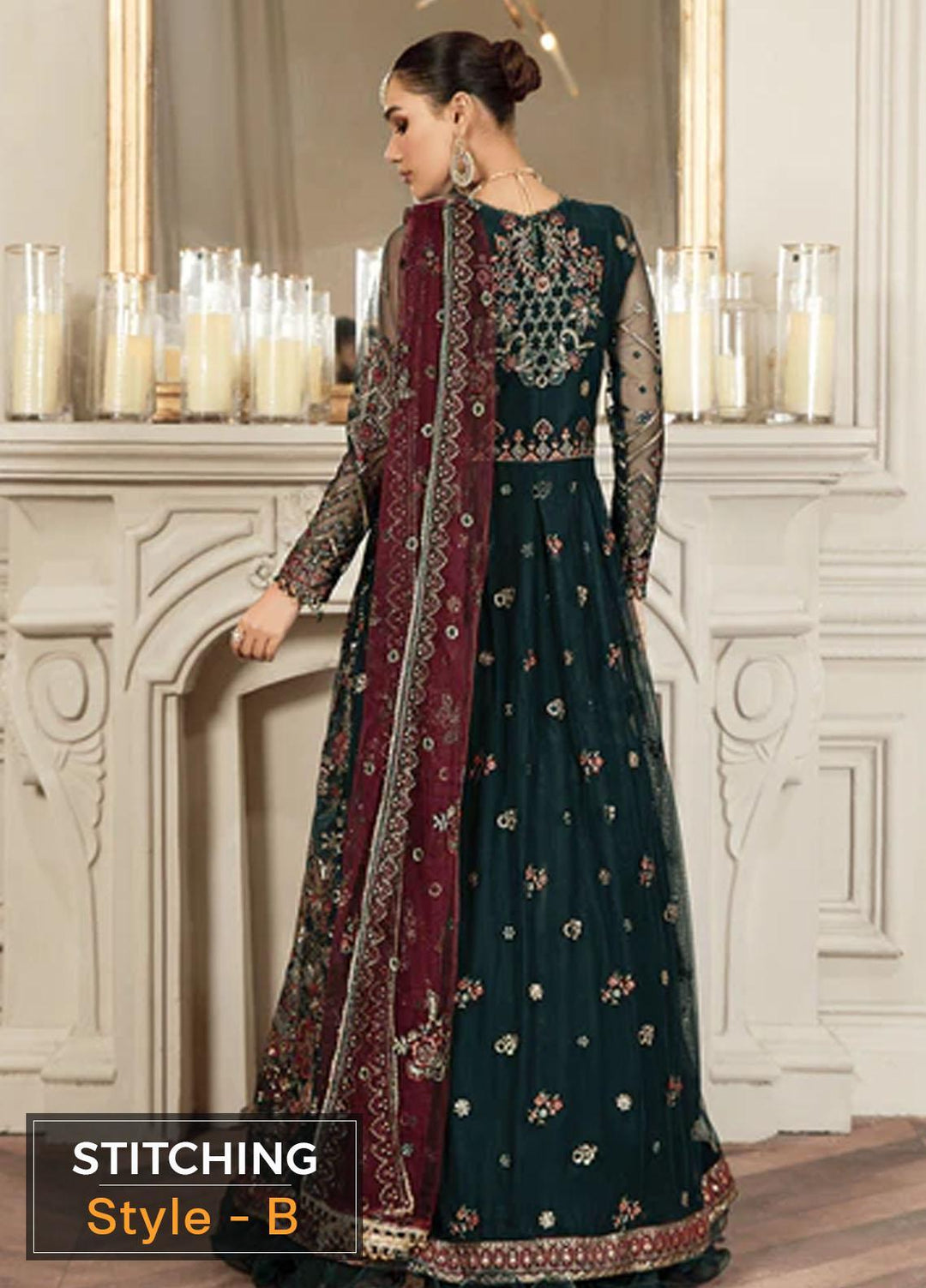 Mehroze By Zarif Embroidered  Suits Unstitched 3 Piece ZR25UF ZMF 03 PINE GREEN - Luxury Collection