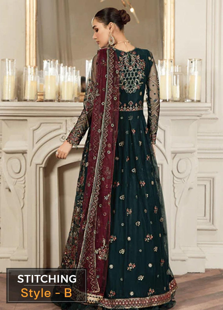 Mehroze By Zarif Embroidered  Suits Unstitched 3 Piece ZR25UF ZMF 03 PINE GREEN - Luxury Collection