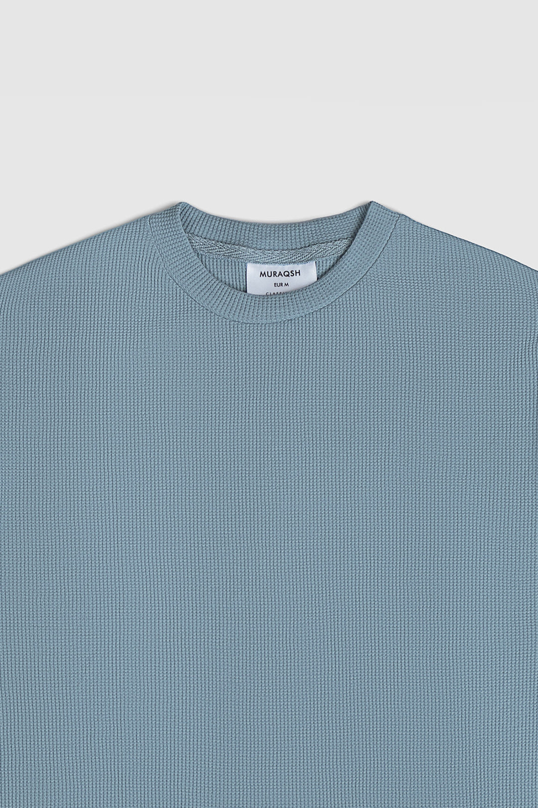 Muraqsh Ready To Wear Solids Cotton Men Sapphire Blue Waffle Oversized T-Shirt ABDBWOT - Summer Collection