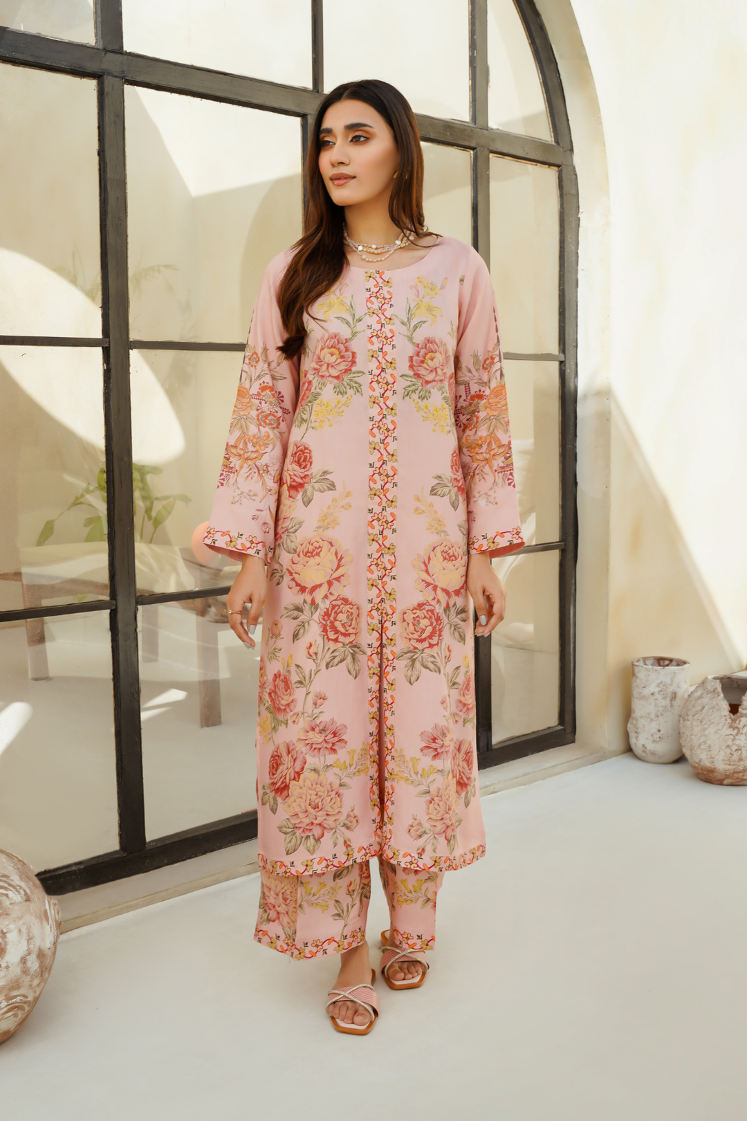 Divinely Crafted Pret Printed Cotton Silk 2 Piece Sapphire Pink