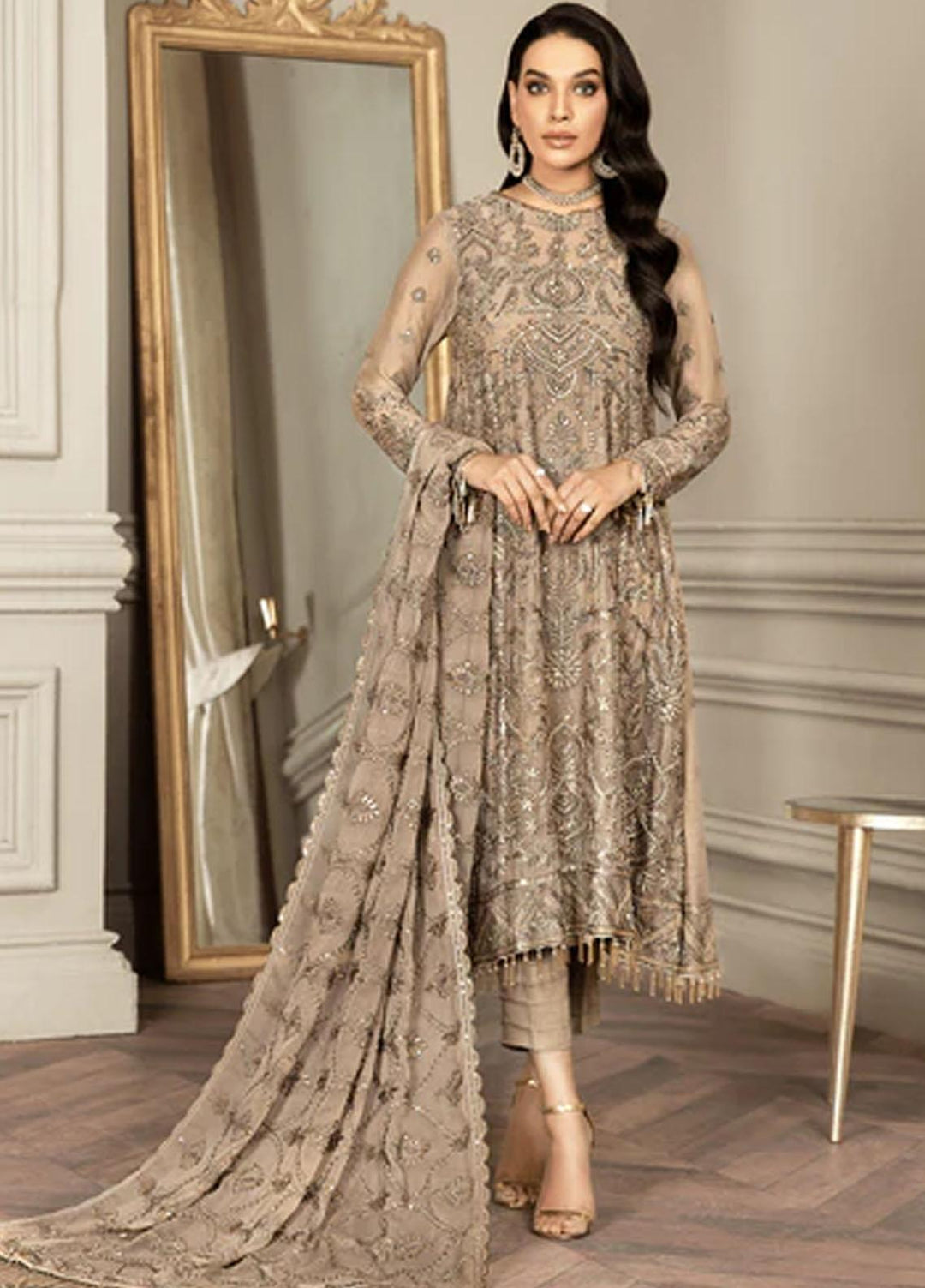 Mehroze By Zarif Embroidered  Suits Unstitched 3 Piece ZMF 04 LIME STONE - Luxury Collection