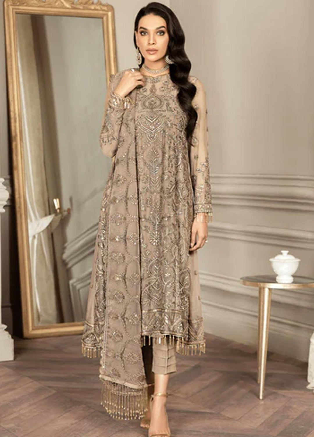 Mehroze By Zarif Embroidered  Suits Unstitched 3 Piece ZMF 04 LIME STONE - Luxury Collection