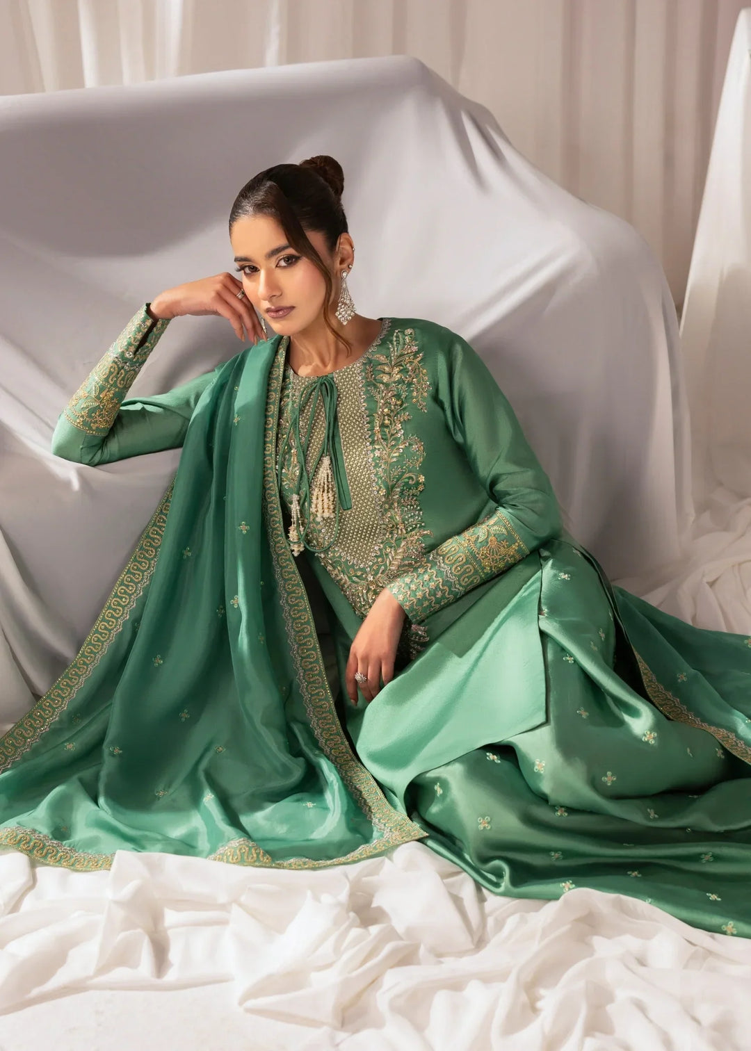 Celeste by Jamni RTW Embroidered Sheesha Silk 3 Piece Suit MEADOW Festive Collection
