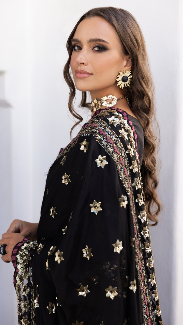 Zebtan Women Unstitched Embroidered Silk Saree Suit ZN-08 Festive Collection