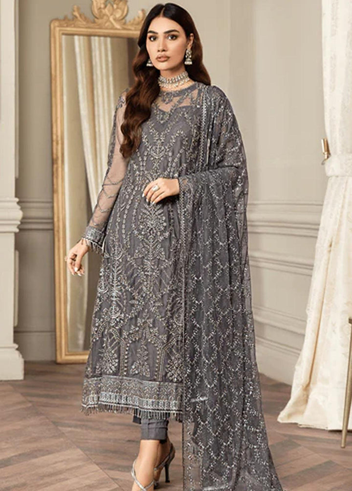 Mehroze By Zarif Embroidered  Suits Unstitched 3 Piece ZMF 07 STORM GREY - Luxury Collection