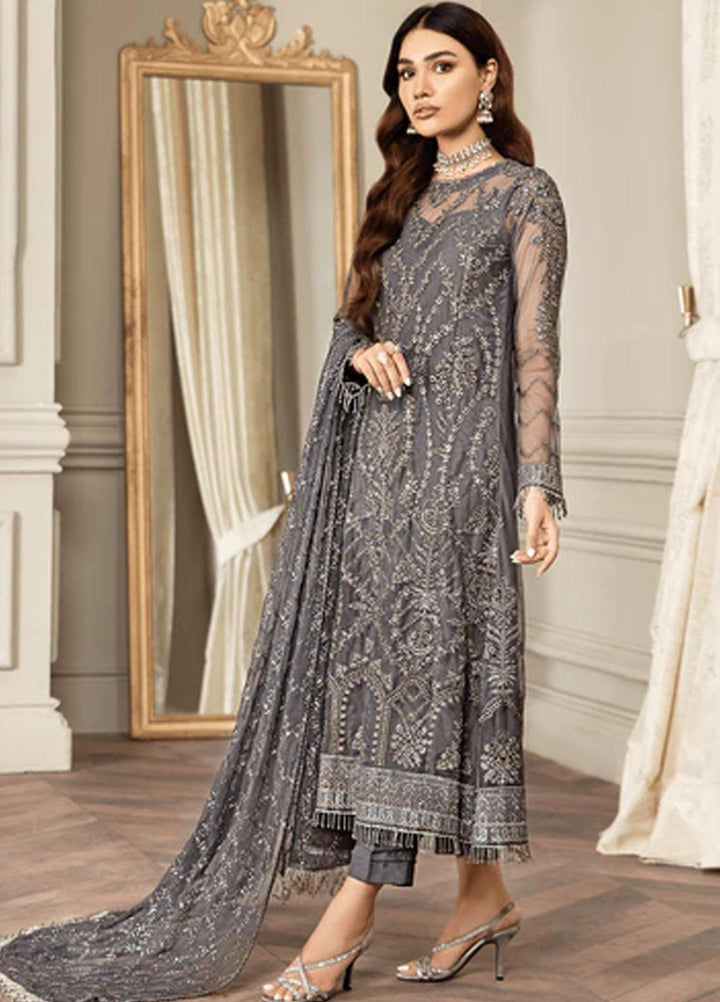 Mehroze By Zarif Embroidered  Suits Unstitched 3 Piece ZMF 07 STORM GREY - Luxury Collection