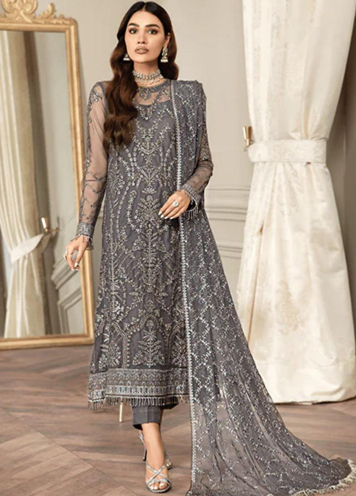 Mehroze By Zarif Embroidered  Suits Unstitched 3 Piece ZMF 07 STORM GREY - Luxury Collection