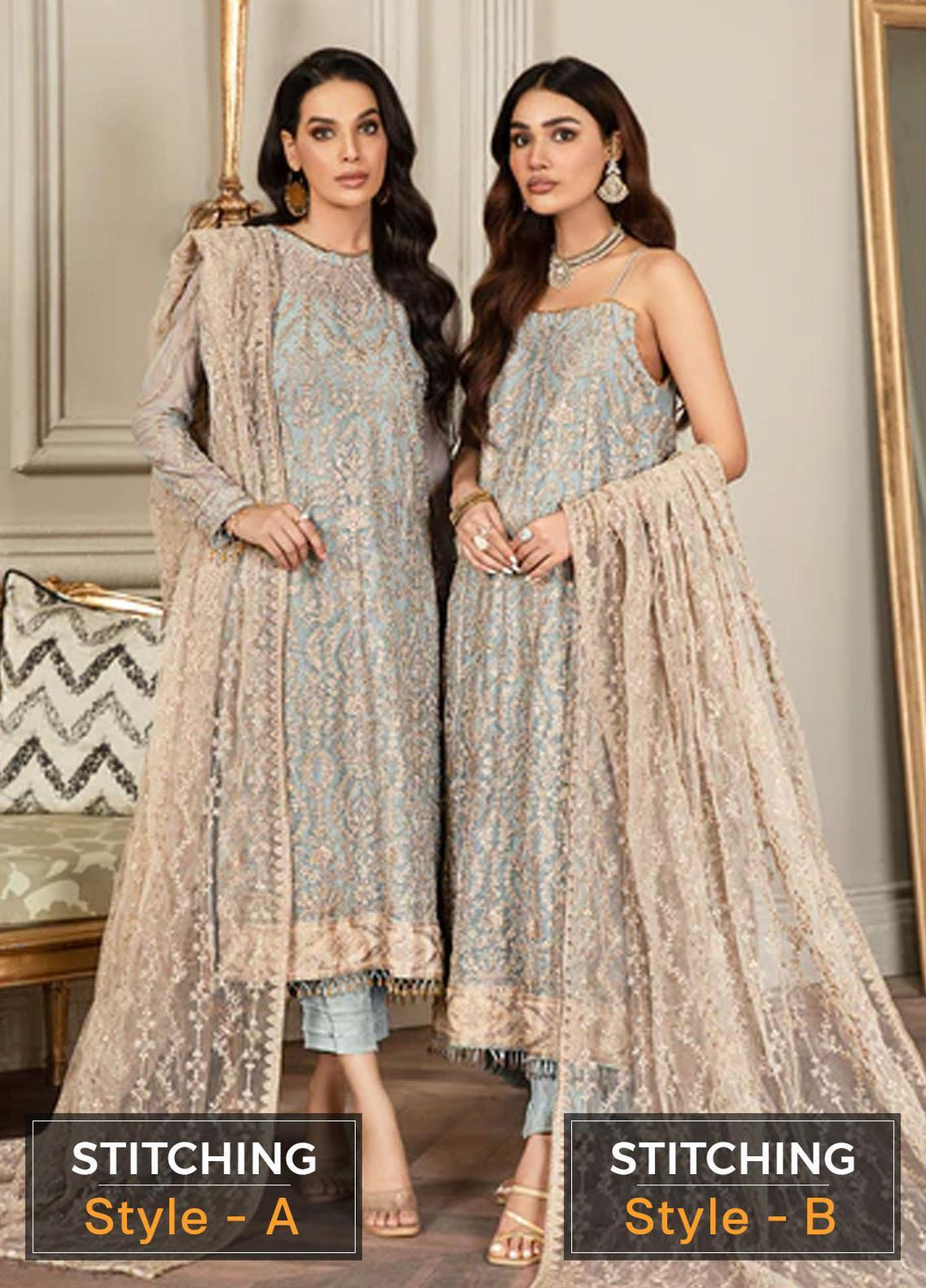 Mehroze By Zarif Embroidered  Suits Unstitched 3 Piece ZMF 08 ICEBERG - Luxury Collection