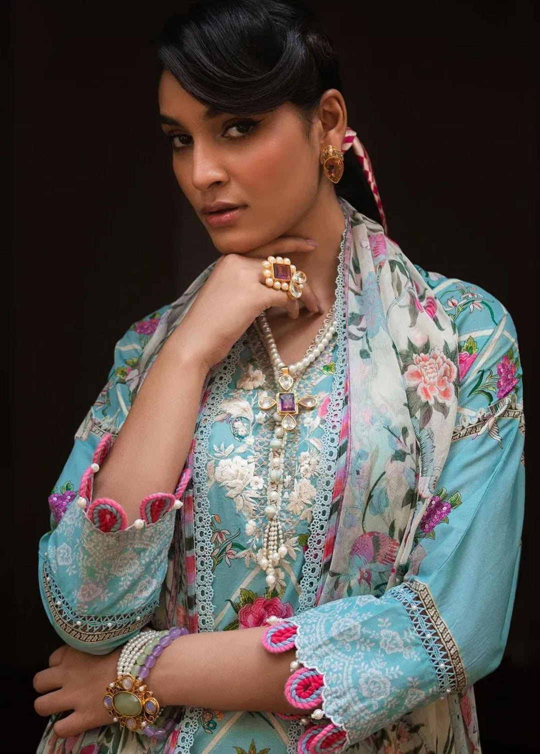 Muzlin By Sana Safinaz Embroidered Lawn Suits Unstitched 3 Piece SS23MZ 4A - Summer Collection
