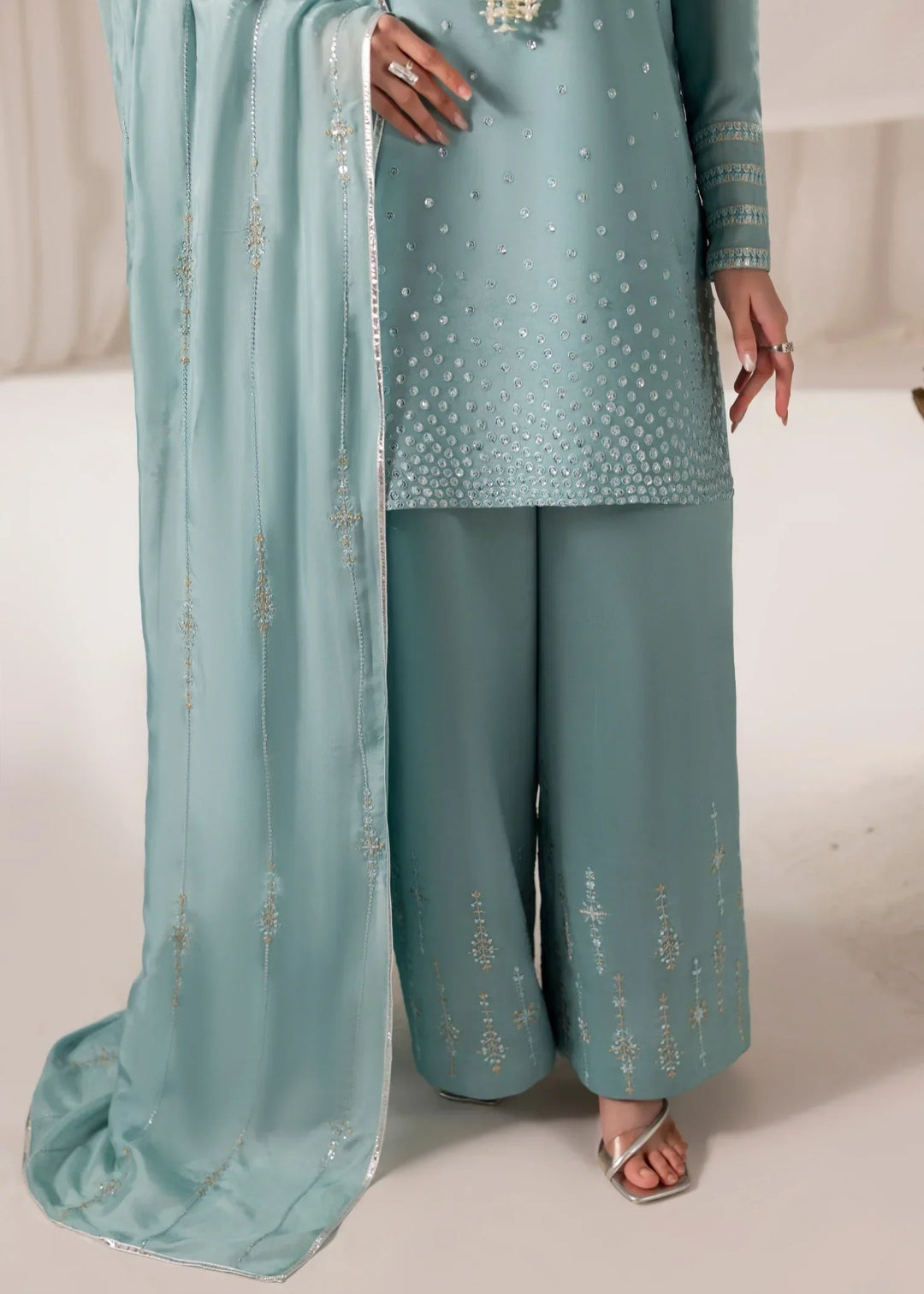 Celeste by Jamni RTW Embroidered Sheesha Silk 3 Piece Suit AERIAL Festive Collection
