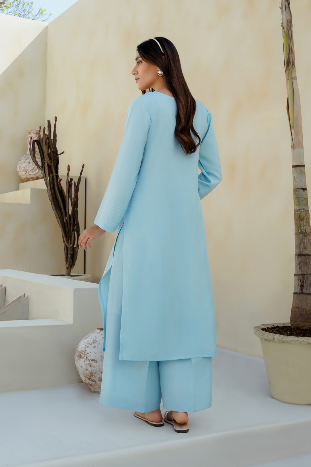 Divinely Crafted Pret Solids Cotton Silk 2 Piece Arctic Blue