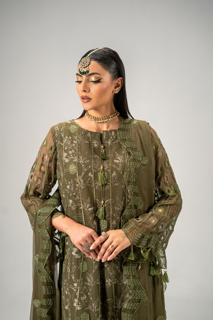Zebtan Women Unstitched Embroidered Chiffon 3 Piece Suit AR-02 Festive Collection