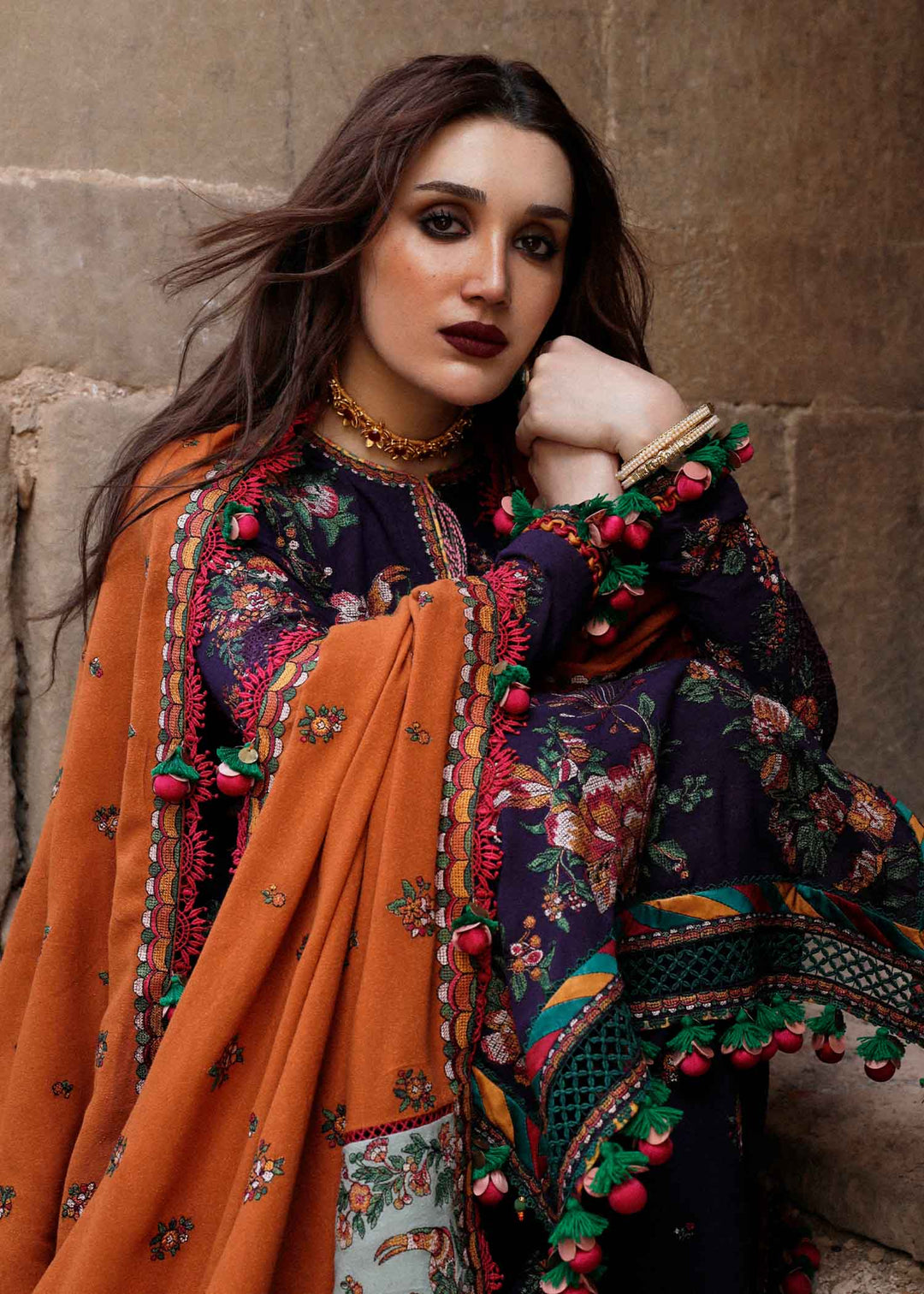 Hussain Rehar Embroidered Karandi Suits Unstitched 3 Piece HRR23KW Amethyst - Winter Collection