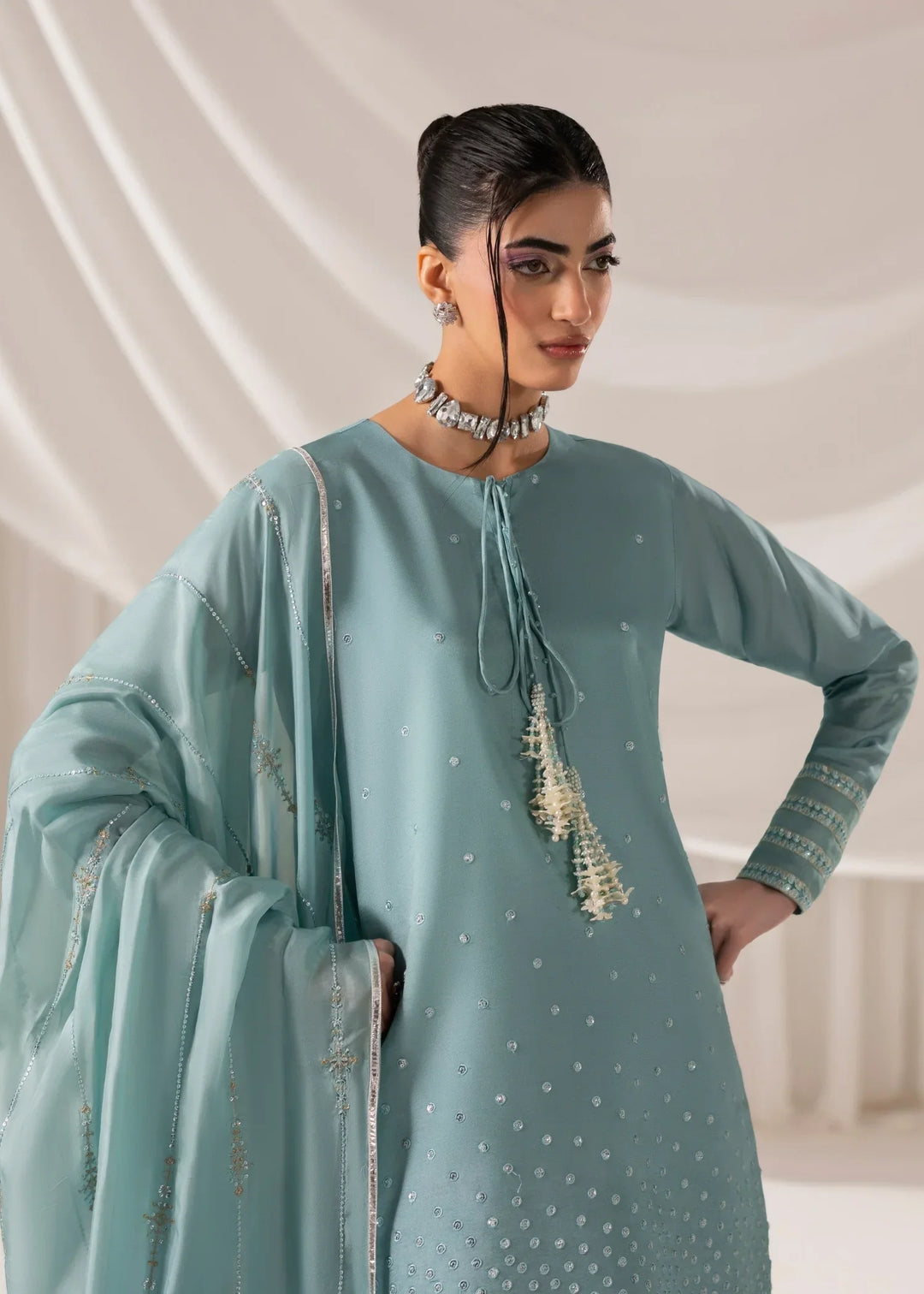Celeste by Jamni RTW Embroidered Sheesha Silk 3 Piece Suit AERIAL Festive Collection
