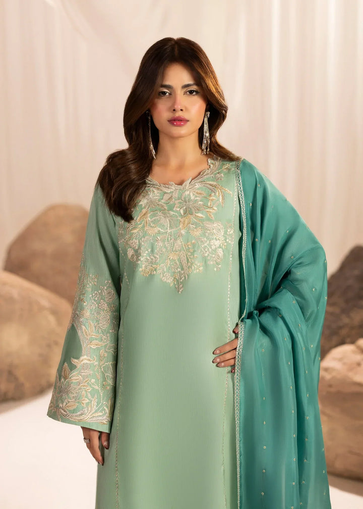 Silk Atelier by Jamni RTW Embroidered Korean Silk 3 Piece Suit SEAFORM SUGAR Festive Collection