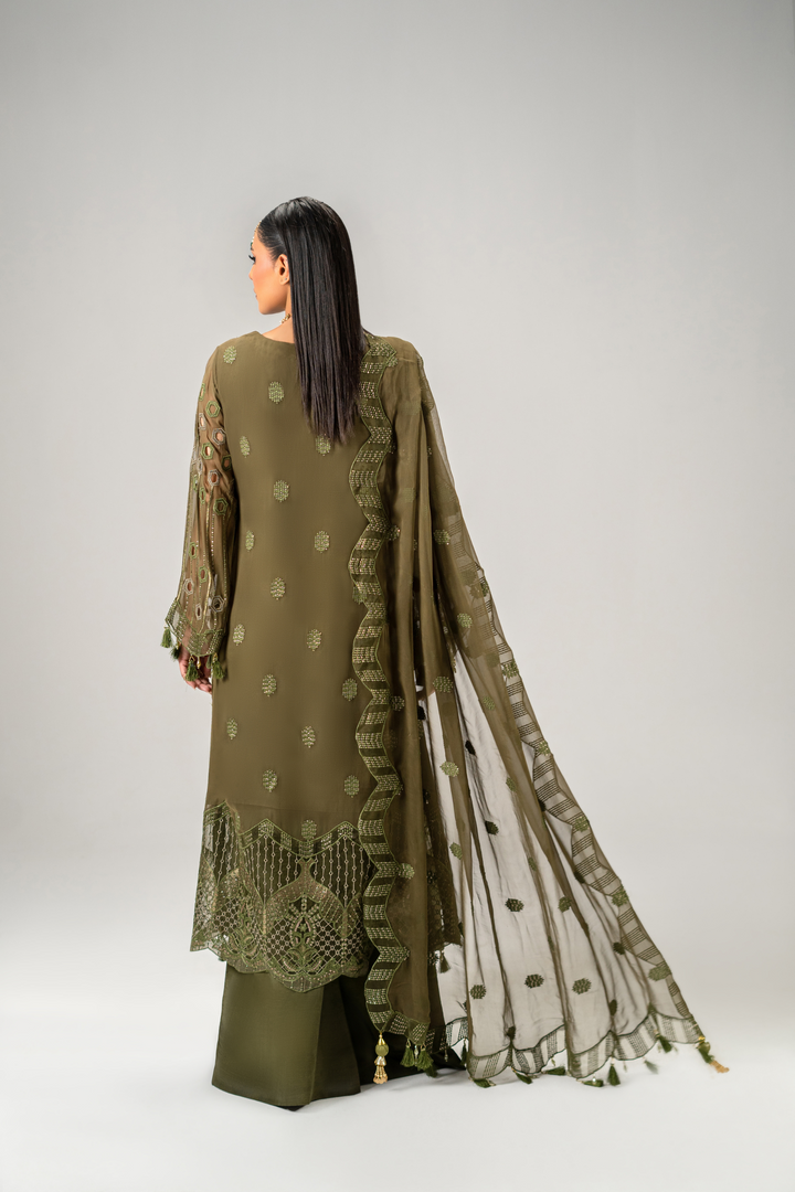 Zebtan Women Unstitched Embroidered Chiffon 3 Piece Suit AR-02 Festive Collection