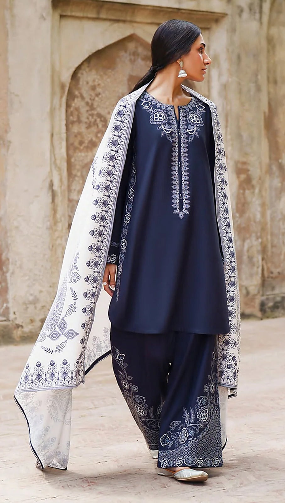 Moksha by Casualite RTW Embroidered Karandi Silk 3 Piece Suit CL26UMK Mahsa - Casual Collection