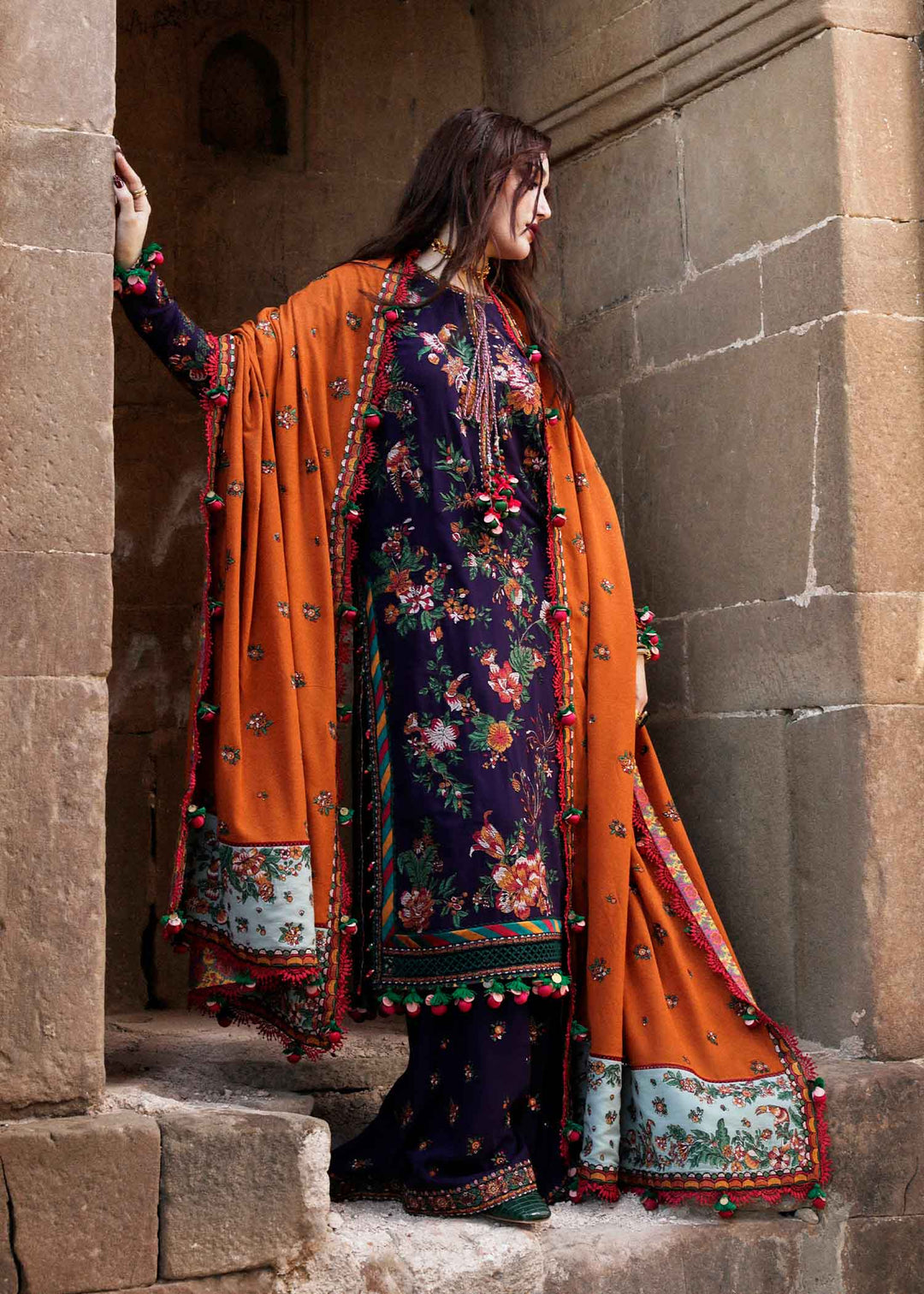 Hussain Rehar Embroidered Karandi Suits Unstitched 3 Piece HRR23KW Amethyst - Winter Collection