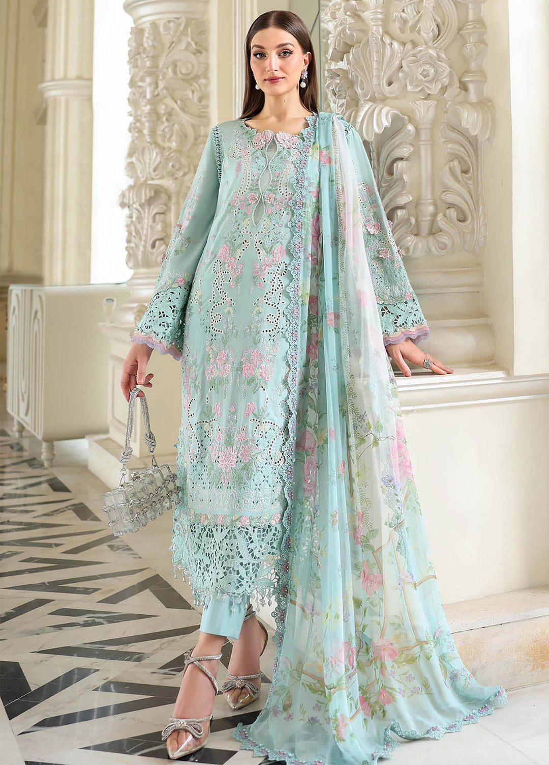 Maria B Unstitched Embroidered Lawn 3 Piece Suit MB26ULE D15 - Eid Collection