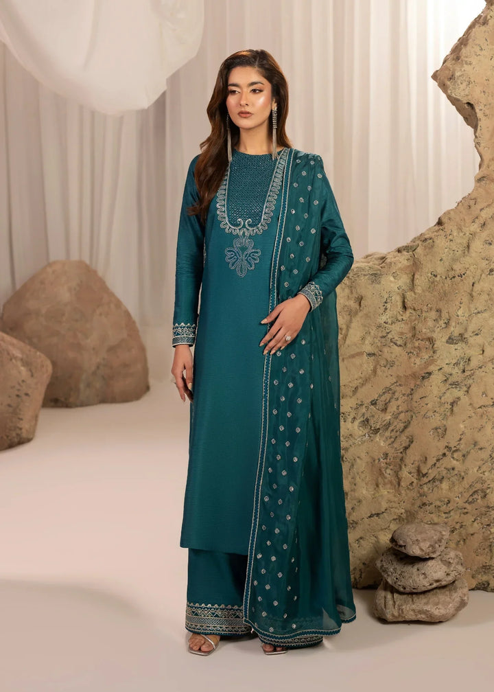 Silk Atelier by Jamni RTW Embroidered Korean Silk 3 Piece Suit OCEANETTE Festive Collection