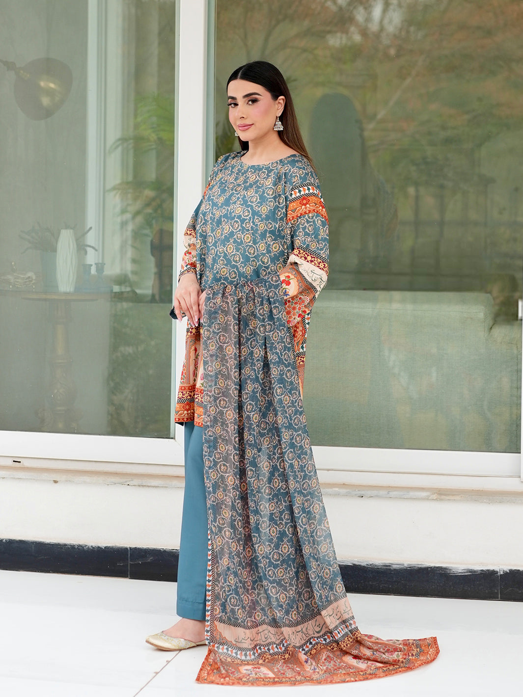 TNG Women Luxury Pret Printed Crepe 3 Piece Suit Mehraab - Casual Collection